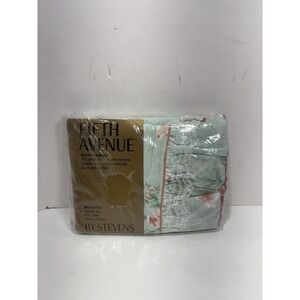 Fifth Avenue By Stevens Cottage Flowers Floral Blue  Full Flat Sheet Ruffle Lace